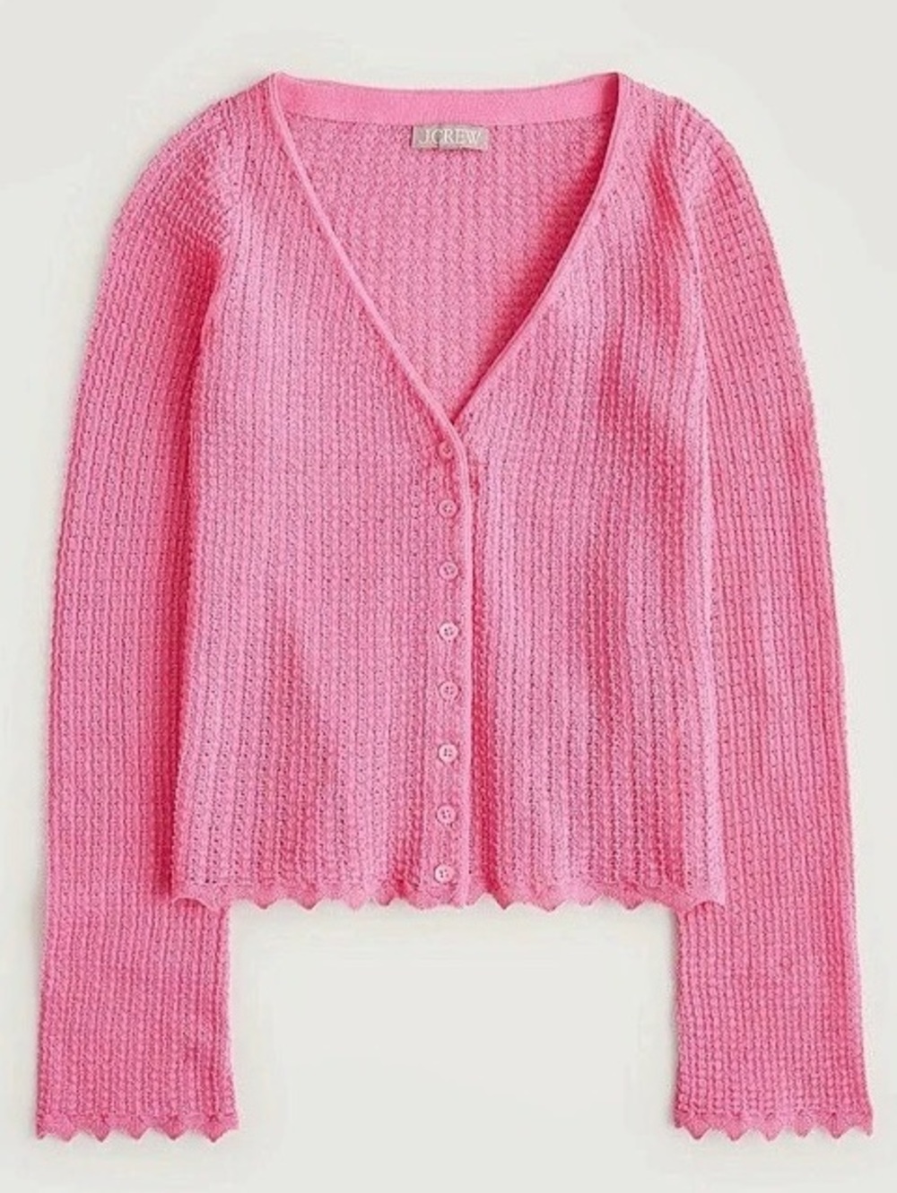 J.Crew Scallop-trim cardigan top Pink Small NWOT